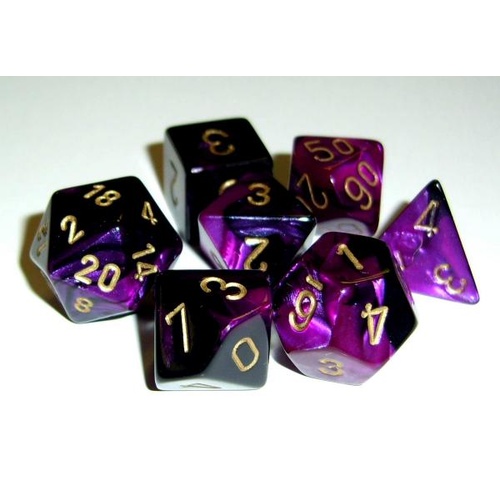 Gemini Black Purple/gold Polyhedral 7-Die Set