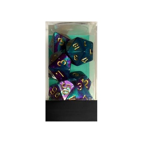 Gemini Purple-Teal/Gold Polyhedral Roleplaying Dice Set (7)