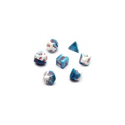 Gemini Astral Blue-White/Red Polyhedral Roleplaying Dice Set (7)