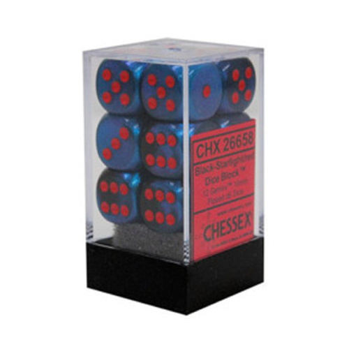 Chessex D6 Dice Set 16mm Gemini Black-Starlight/Red
