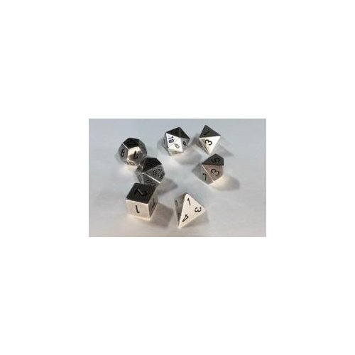 Metal Silver Polyhedral Roleplaying Dice Set (7)