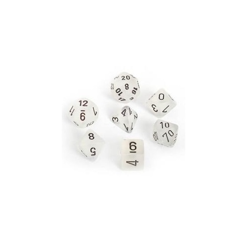 Frosted Clear/Black Polyhedral Roleplaying Dice Set (7)