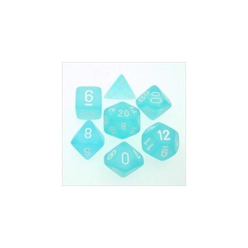 Frosted Teal/White Polyhedral Roleplaying Dice Set (7)