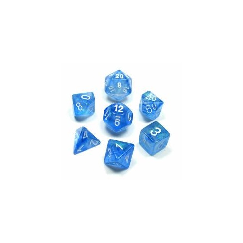 Borealis Sky Blue/White Polyhedral Roleplaying Dice Set (7)