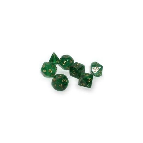Vortex Green/Gold Dice Set (7) Polyhedral Roleplaying Dice Set