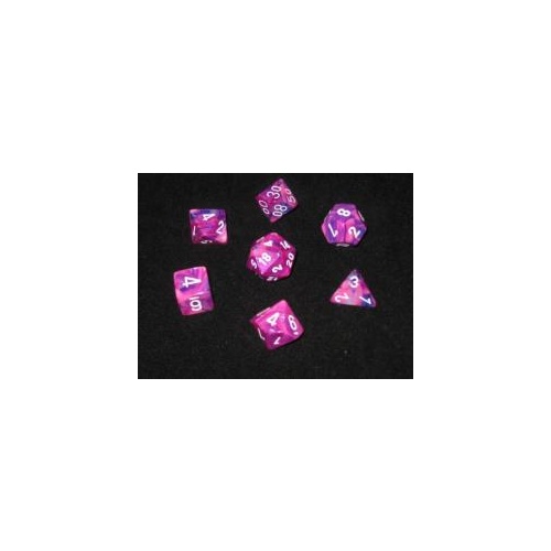 Festive Violet/White Polyhedral Roleplaying Dice Set (7)