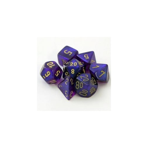 Borealis Royal Purple/Gold Polyhedral Roleplaying Dice Set (7)