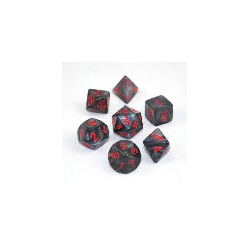 Velvet Black/Red Polyhedral Roleplaying Dice Set (7)