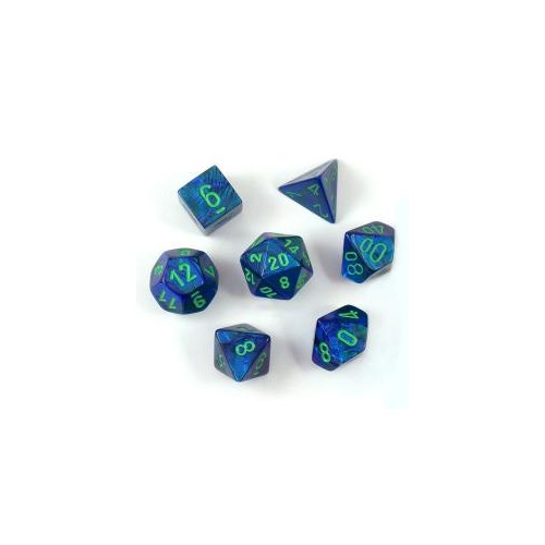 Lustrous Dark Blue/Green Polyhedral Roleplaying Dice Set (7)