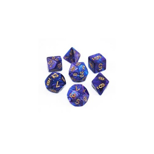 Lustrous Purple/Gold Polyhedral Roleplaying Dice Set (7)