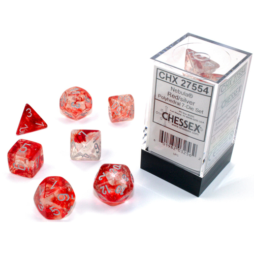 Chessex Nebula Polyhedral Red/silver Luminary 7-Die Set
