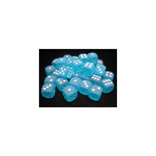 Frosted: 12mm D6 Caribbean Blue/White Set (36)