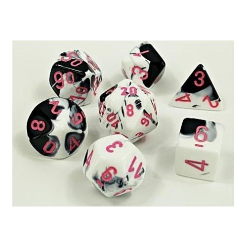 Gemini Black-White/Pink Luminary Polyhedral Roleplaying Dice Set (7)