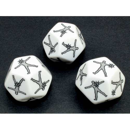 Chessex Custom Dice: Hit Location Large d12 Opaque White custom engraved with body parts (1)