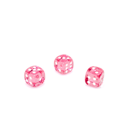 Translucent 12mm w/pips Pink/white d6 (Individual)