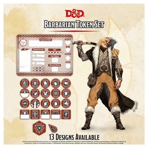 D&D Character Tokens: Barbarian Token Set