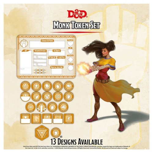 D&D Character Tokens: Monk Token Set