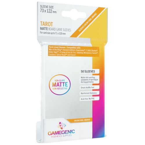 Gamegenic Matte Board Game Sleeves - Tarot Sizes (73mm x 122mm) (50 Sleeves Per Pack)