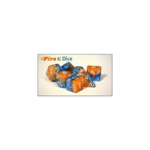 Halfsies Dice - Fire and Dice (7 Polyhedral Dice Set)