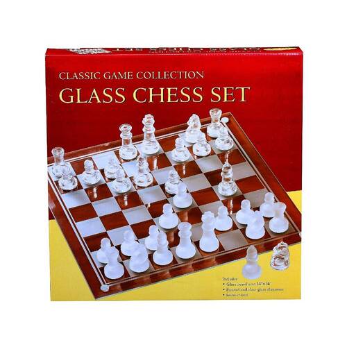 Glass Chess Set 14"