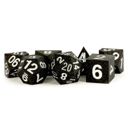 MDG Sharp Edge Silicone Rubber Dice Set 16mm - Gold Scatter