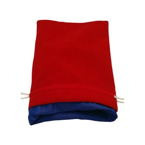 Large Velvet Dice Bag: Red with Blue Satin Lining