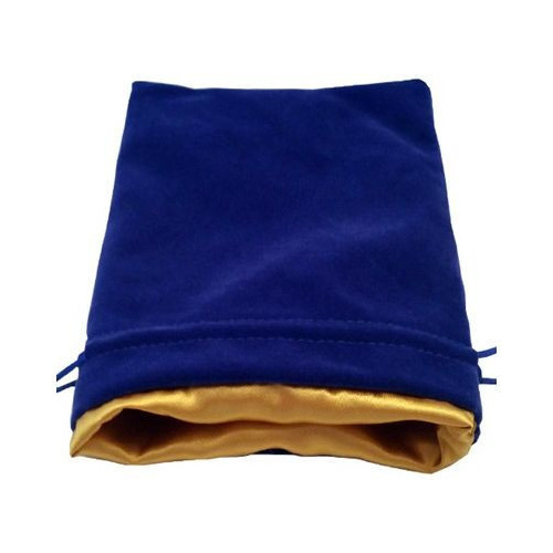 Large Velvet Dice Bag: Blue with Gold Satin Lining