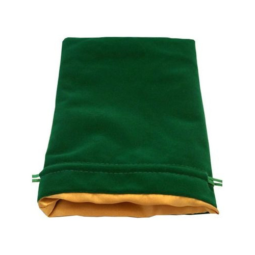 Large Velvet Dice Bag: Green with Gold Satin Lining