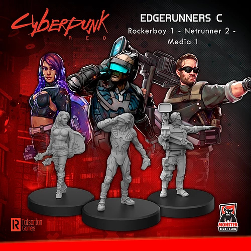Cyberpunk Red Miniatures: Edgerunners C - Rocker, Netrunner, and Media