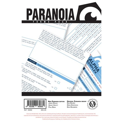 Paranoia RPG: Forms Pack
