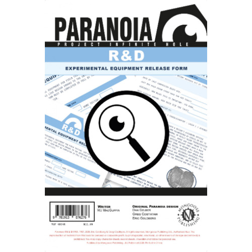 Paranoia RPG: The R & D Experimental Equipment Release Form Pad