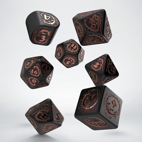 Dragons Dice Polyhedral Dice Set: Black & Copper