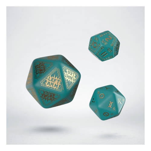 RuneQuest Turquoise & gold Expansion Dice (3)