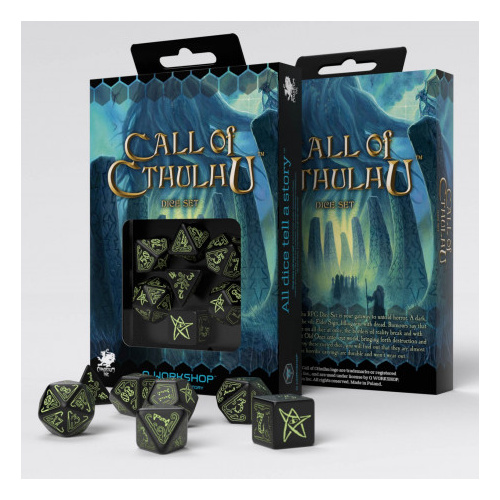 Call of Cthulhu Roleplaying Dice Set (7) - Black/Glow-in-Dark