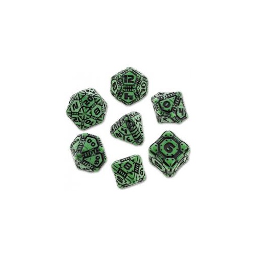 Tech Dice Set: Green and Black (7)
