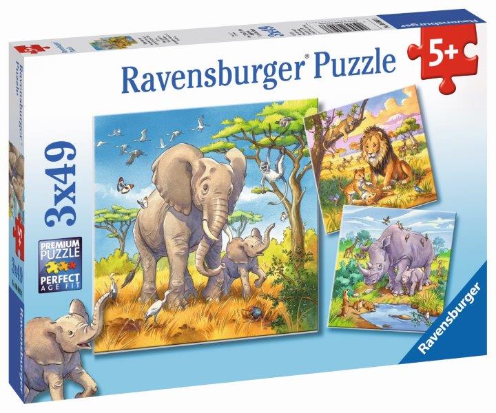 Ravensburger: Wild Animals Puzzle 3x49pc