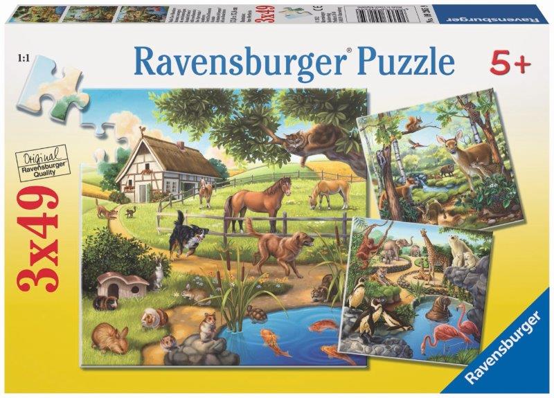Ravensburger: Forest Zoo & Pets Puzzle 3x49pc