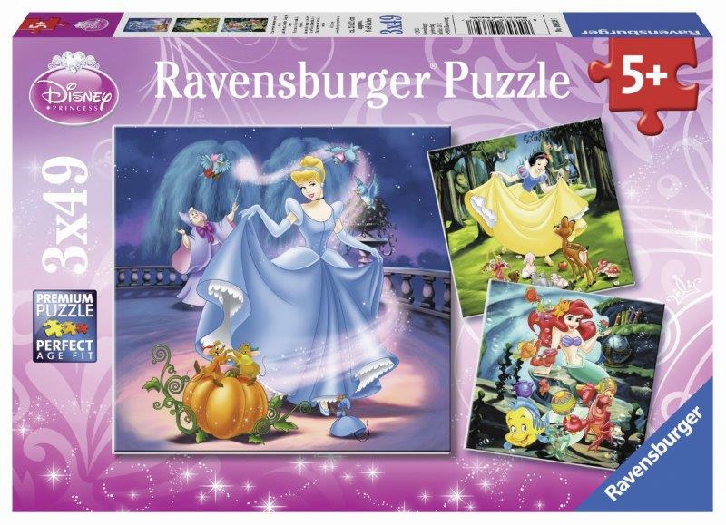 Ravensburger: Disney Snow White Cinderella Ariel 3x49pc