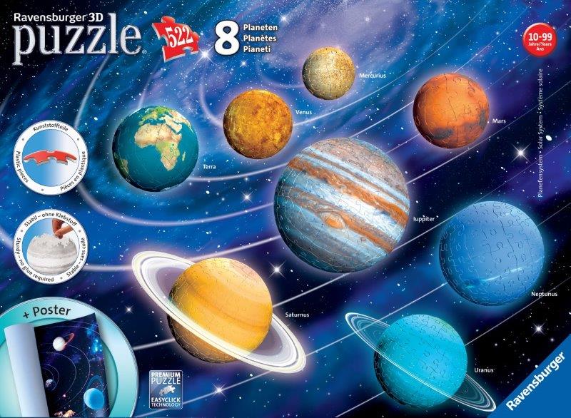 Ravensburger: Solar System 8 Planets 3D Puzzle 522pc