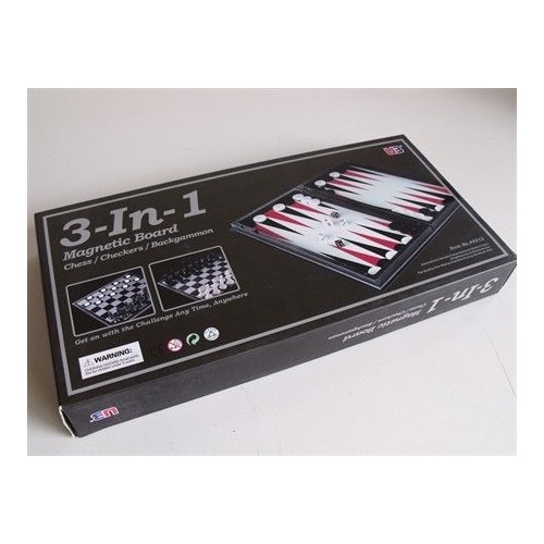 14" 3-in-1 Magnet Games Set: Chess, Checkers & Backgammon