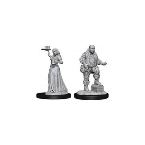 Pathfinder Deep Cuts Unpainted Minis — Serving Girl and Merchant