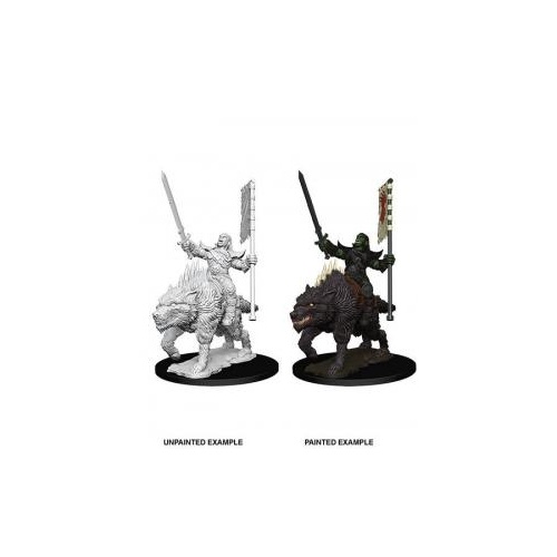 Pathfinder Deep Cuts Unpainted Minis — Orc on Dire Wolf