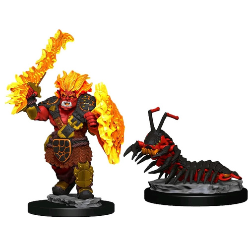 WizKids Wardlings Pre-painted Miniatures: Fire Orc and Fire Centipede