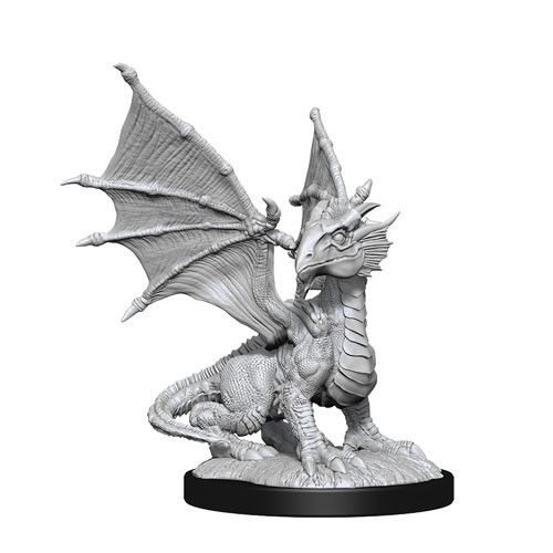 D&D Nolzurs Marvelous Unpainted Miniatures Silver Dragon Wyrmling & Female Halfling