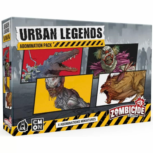 Zombicide 2ª Edición – Urban Legends Abomination Pack: 4 Miniaturas De Payaso Asesino, Alienígena, Caimán Gigante Y Chupacabras